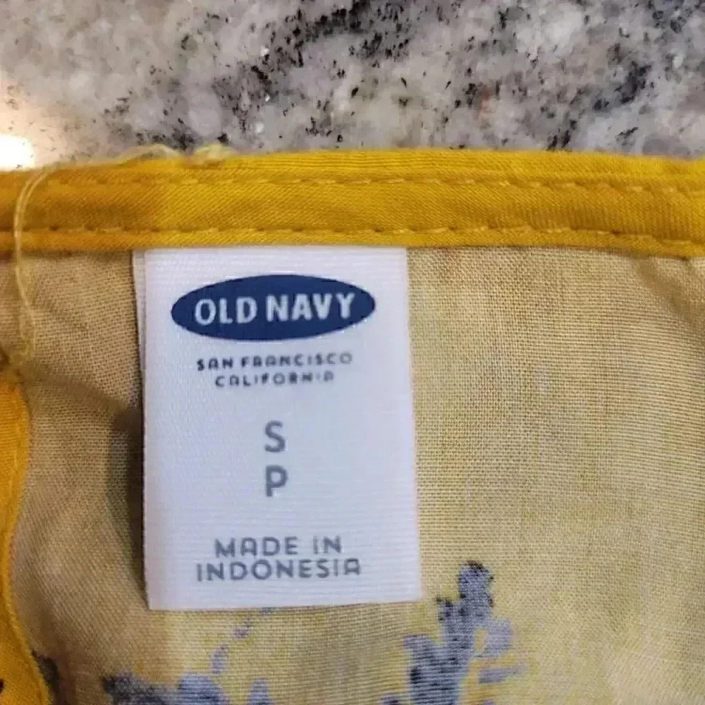 Old Navy Women's Mustard Yellow Floral Casual Dress w Ruffle Sleeves EUC sz S